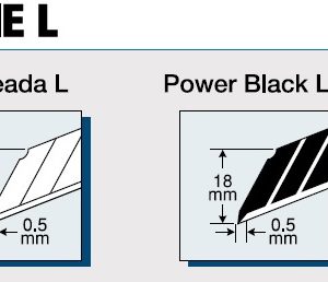 10 cuchillas negras caja de plástico 0,38x9,2 mm